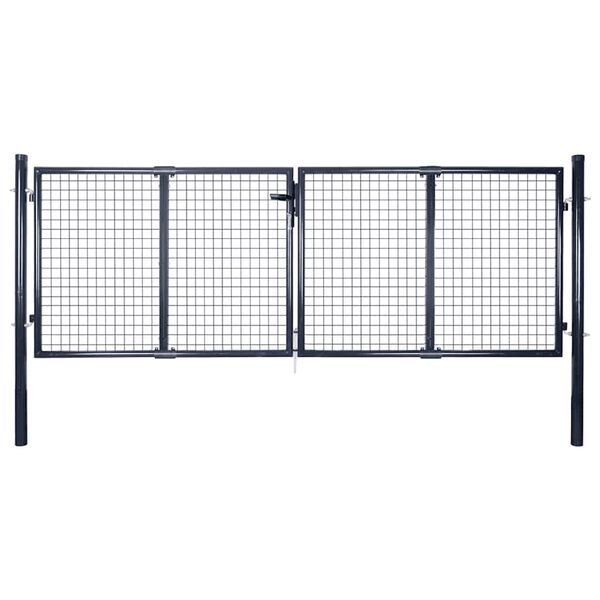 vidaXL Mesh Garden Gate Galvanised Steel 300x75 cm Grey