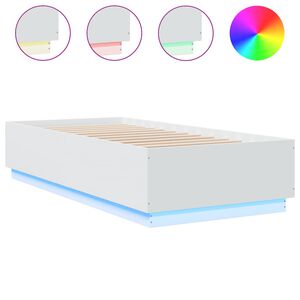 vidaXL Bed Frame with LED without Mattress White 100x200 cm