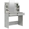 vidaXL Dressing Table with Mirror Concrete Grey 96x40x142 cm