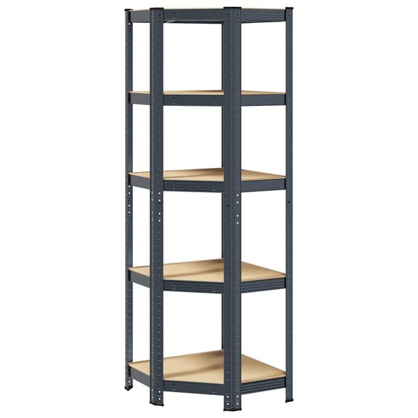 vidaXL 5-Layer Corner Shelf Anthracite Steel&Engineered Wood