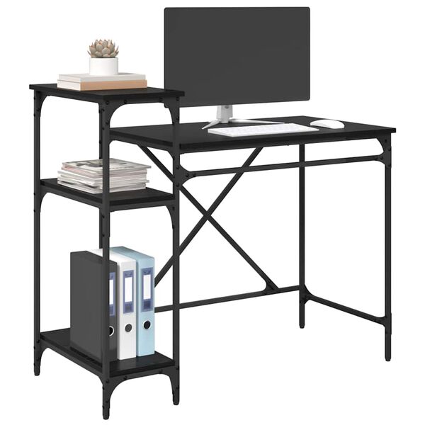 vidaXL Desk Black Oak 105 x 50 x 90 cm Engineered Wood