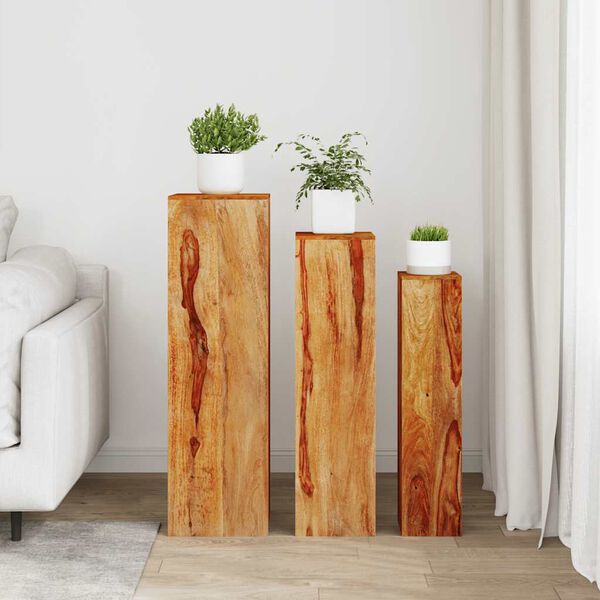vidaXL 3 Piece Plant Stands Solid Acacia Wood Brown