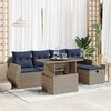 vidaXL 6 Piece Garden Sofa Set with Cushions Grey Poly Rattan Acacia