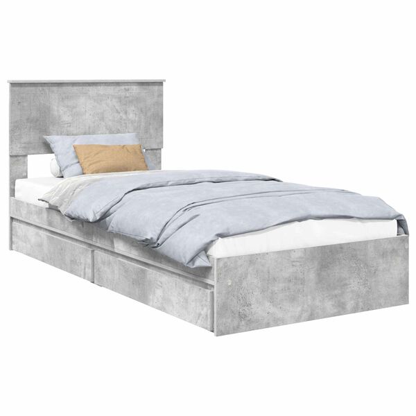 vidaXL Storage Bed Concrete Grey 90 x 200 cm Engineered Wood