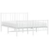 vidaXL Metal Bed Frame without Mattress with Footboard White 140x190cm