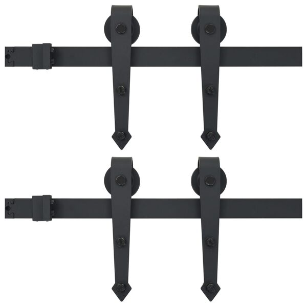 vidaXL Sliding Door Hardware Kits 2 pcs 200 cm Steel Black