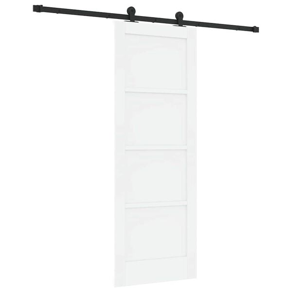 vidaXL Sliding Door White and Black 73.5 x 198.5 cm Solid Pine Wood