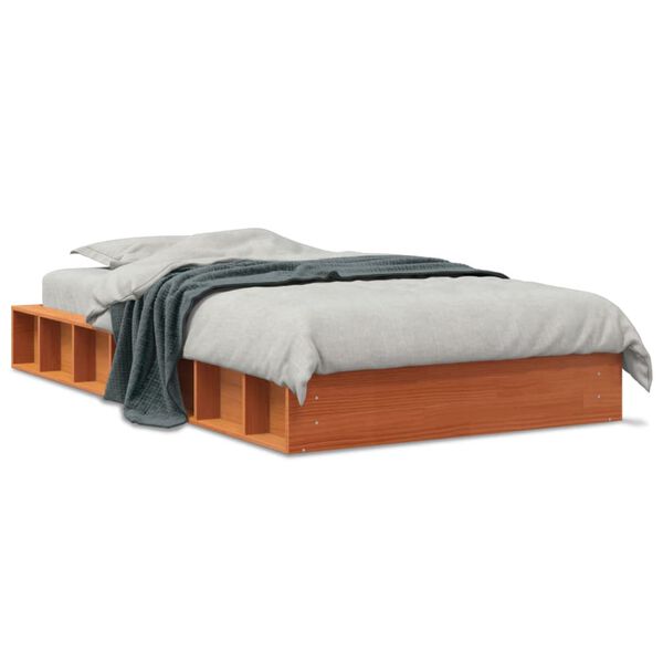 vidaXL Bed Frame without Mattress Wax Brown 75x190 cm Small Single Solid Wood Pine