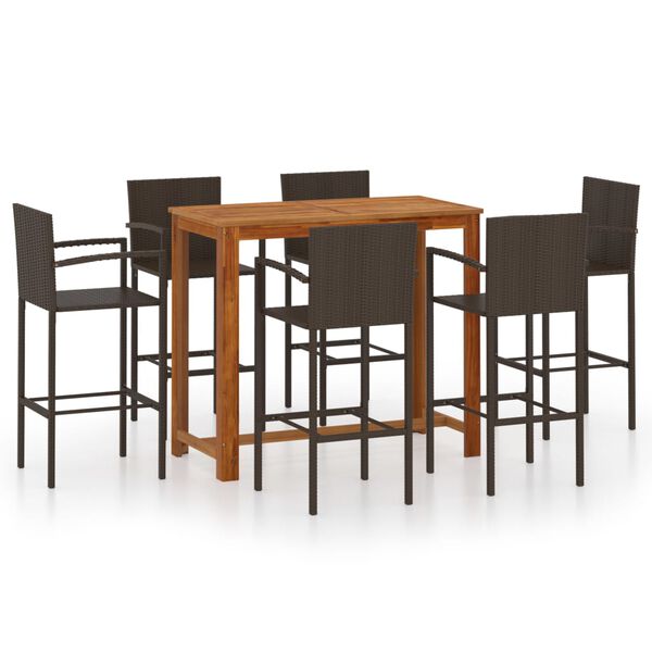 vidaXL 7 Piece Garden Bar Set Brown