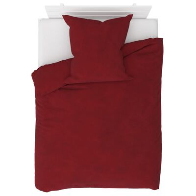 vidaXL 4 Piece Bedding Set Fleece Wine Red 135x200/80x80 cm