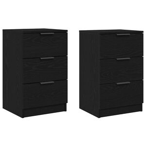 vidaXL Bedside Cabinet 2 pcs Black Oak 40 x 65 x 65 cm Engineered Wood