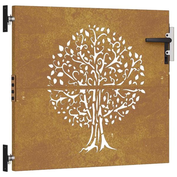 vidaXL Garden Gate 85x75 cm Corten Steel Tree Design