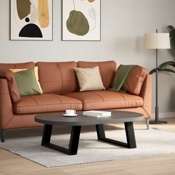 vidaXL Coffee Table Legs U-Shaped 2 pcs Black 60x(30-31) cm Steel