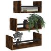 vidaXL 3 Piece Wall Shelf Set with Bars Smoked Oak Engineered wood