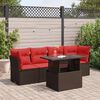 vidaXL 5 Piece Garden Sofa Set with Cushions Brown Poly Rattan Acacia
