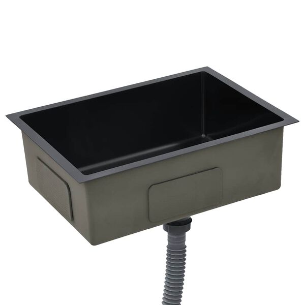 vidaXL Handmade Kitchen Sink Black Stainless Steel
