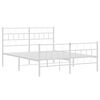 vidaXL Metal Bed Frame without Mattress with Footboard White 140x200cm