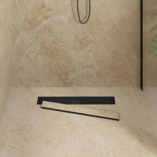 vidaXL Shower Drain 2-in-1 with 360&deg; Siphon Black 60 cm