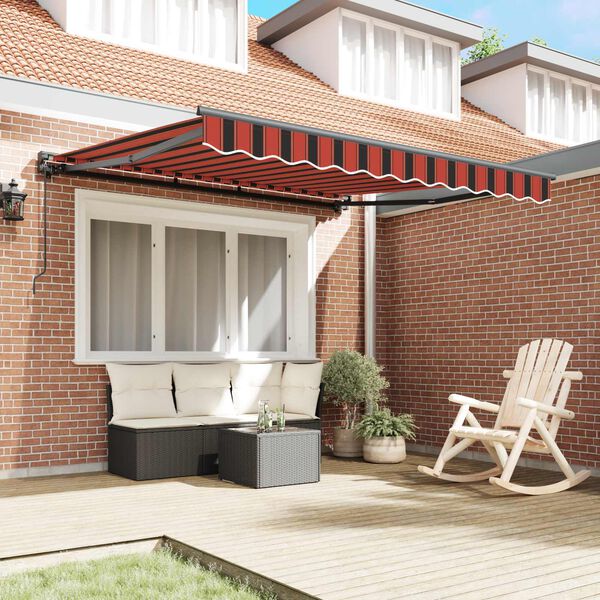 vidaXL Retractable Awning Manual Orange and Black 300 x 250 cm