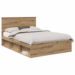 vidaXL Bed Frame with Drawer Artisian Oak 150 x 200 cm Solid Pine Wood
