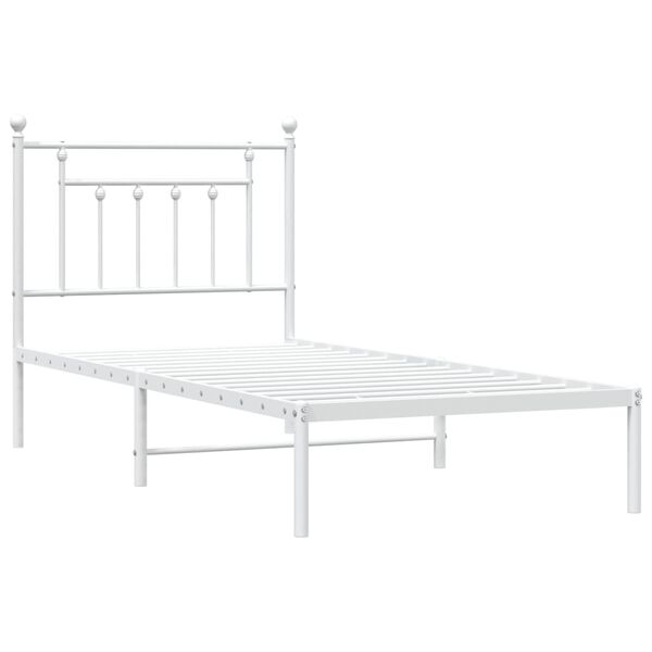 vidaXL Metal Bed Frame without Mattress with Headboard White 90x200cm