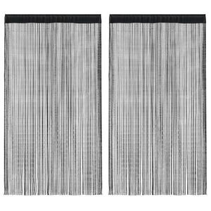 vidaXL String Curtains 2 pcs 100x250 cm Black