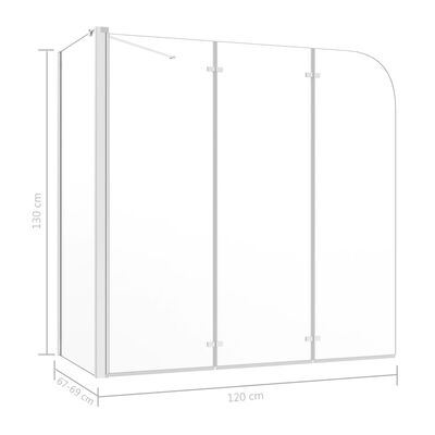 vidaXL Bath Enclosure 120x69x130 cm Tempered Glass Transparent