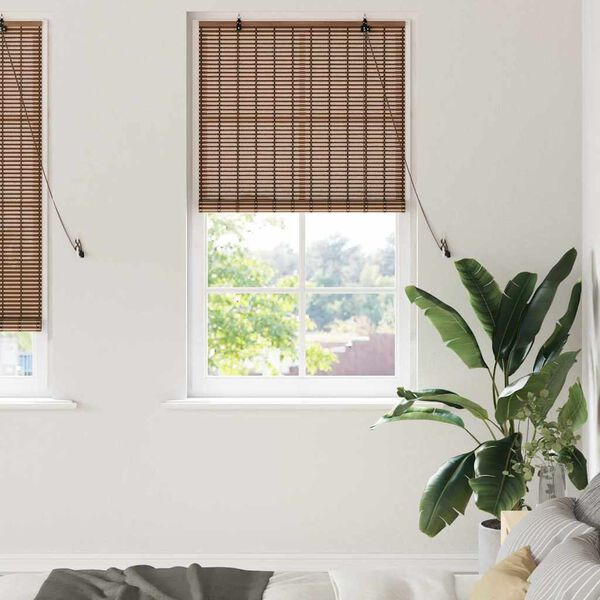 vidaXL Roller Blind with Curtains Manual Brown 90 x 220 cm Bamboo