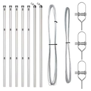 vidaXL Embedded Fence Post 7 pcs Silver Powder-Coated Steel