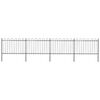 vidaXL Garden Fence with Hoop Top Steel 671x120 cm Black