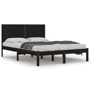 vidaXL Bed Frame without Mattress Black 200x200 cm Solid Wood Pine