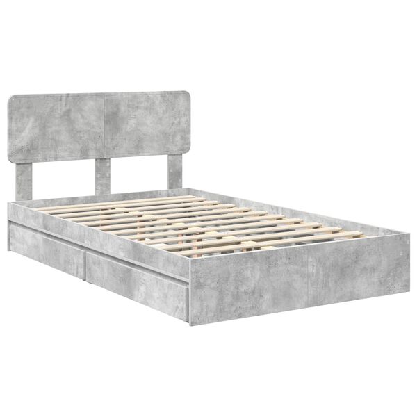 vidaXL Storage Bed Concrete Grey 140 x 190 cm Engineered Wood