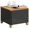 vidaXL Garden Table Black 45x45x37 cm Poly Rattan Acacia Wood