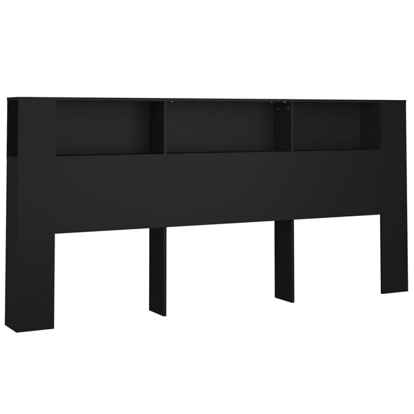vidaXL Headboard Cabinet Black 160x18.5x104.5 cm