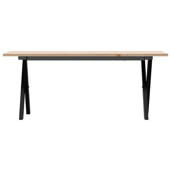 vidaXL Coffee Table X-Frame 110x40x45 cm Solid Wood Pine and Steel