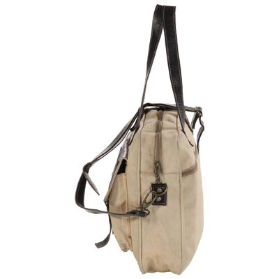 vidaXL Hand Bag Beige 40x53 cm Canvas and Real Leather
