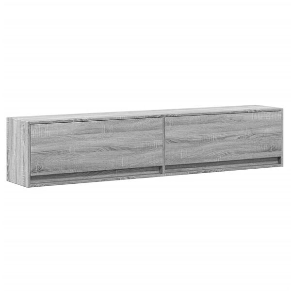 vidaXL TV Wall Cabinet with LED Grey Sonoma 180x31x38 cm