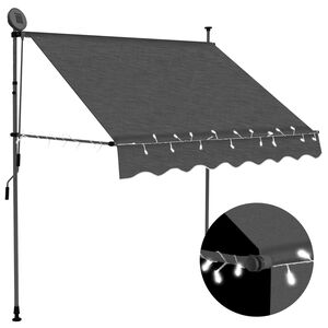 vidaXL Manual Retractable Awning with LED 200 cm Anthracite
