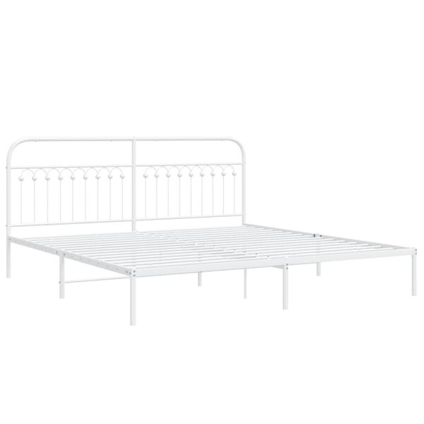 vidaXL Metal Bed Frame without Mattress with Headboard White 193x203cm