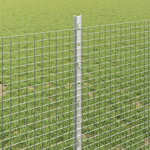 vidaXL Fence with Post Silver 0.8 x 10 m Steel