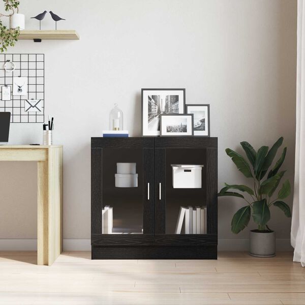 vidaXL Book Cabinet Black Oak 82.5 x 30.5 x 80 cm Engineered Wood