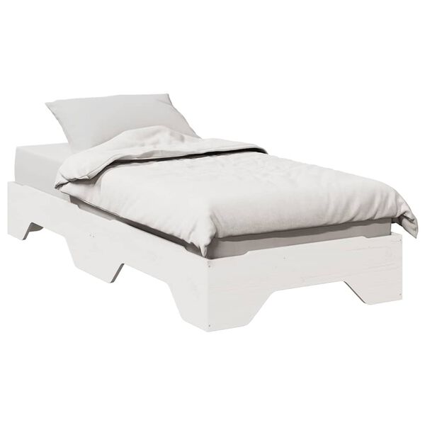 vidaXL Bed Frame No Mattress Stackable White 100x200 cm Solid Wood