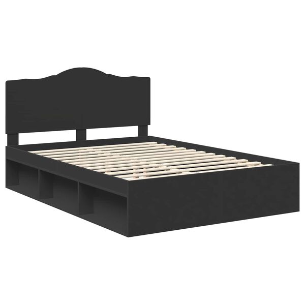vidaXL Bed Frame with Headboard Black 150 x 200 cm Solid Pine Wood