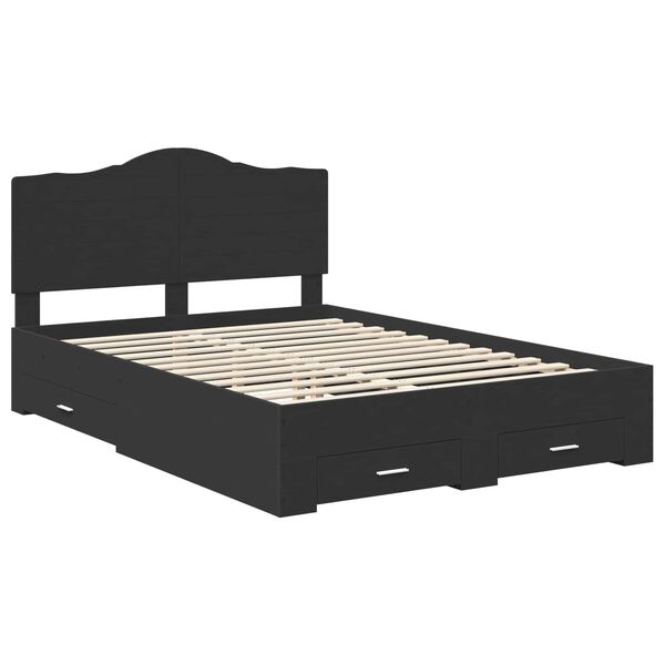 vidaXL Bed Frame with Headboard Black 160 x 200 cm Engineered Wood