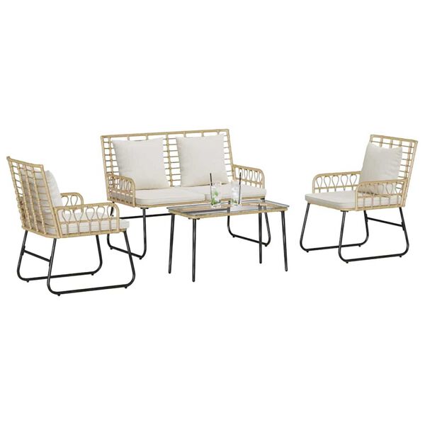 vidaXL Garden Furniture Set 4 pcs Black and Anthracite Poly Rattan