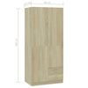 vidaXL Wardrobe Sonoma Oak 80x52x180 cm Engineered Wood