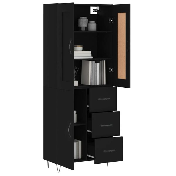 vidaXL Highboard Black 69.5x34x180 cm Engineered Wood