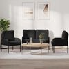 vidaXL Sofa Sets with Cushion 3 pcs Black 115 x 56 x 80 cm Plywood