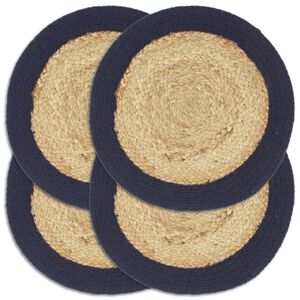 vidaXL Placemats 4 pcs Natural and Navy Blue 38 cm Jute and Cotton