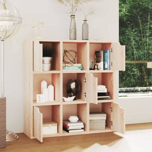 vidaXL Bookshelf Sonoma Oak 88.5x27.5x88 cm Engineered Wood